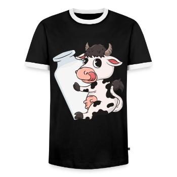 Kuh Milch - Männer Kontrast-T-Shirt - Schwarz/Weiß - Vorne - AI Model Female 172 light (172cm) & AI Model Male 178 light (178cm)