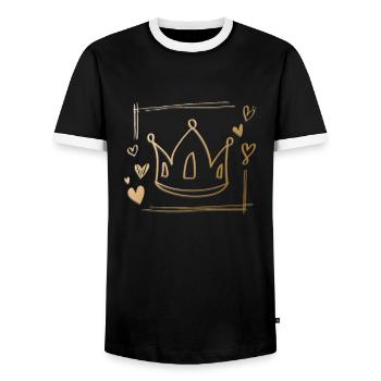 Krone Lineart - Men's Ringer Shirt - black/white - Front - AI Model Female 172 light (172cm) & AI Model Male 178 light (178cm)