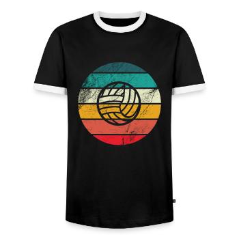 Beach Volleyball Volleyballer - Retro Volleyball - Men's Ringer Shirt - black/white - Front - AI Model Female 172 light (172cm) & AI Model Male 178 light (178cm)