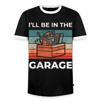 Ill Be In The Garage Vintage Garage Funny Car - Men's Ringer Shirt - black/white - Front - AI Model Female 172 light (172cm) & AI Model Male 178 light (178cm)