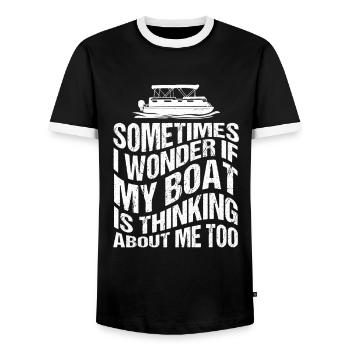 Bateau capitaine Pontoon bateau - T-shirt contrasté Homme - noir/blanc - Devant - AI Model Female 172 light (172cm) & AI Model Male 178 light (178cm)