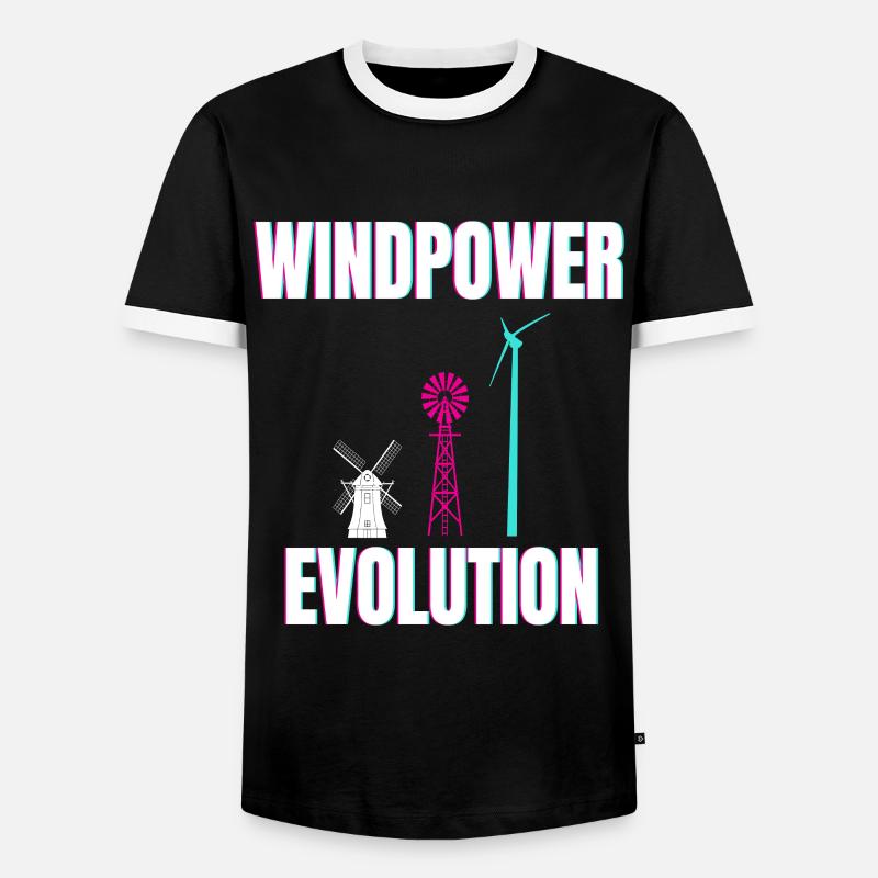 Windpower Evolution Éolien Vent - T-shirt contrasté Homme - noir/blanc