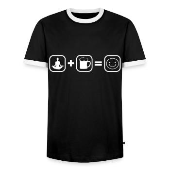 Yoga and beer - Men's Ringer Shirt - black/white - Front - AI Model Female 172 light (172cm) & AI Model Male 178 light (178cm)
