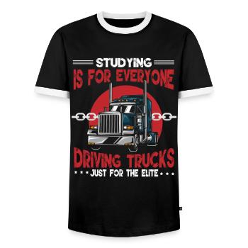 Truck Driver Truck Driver Truck Driver Trucker - Men's Ringer Shirt - black/white - Front - AI Model Female 172 light (172cm) & AI Model Male 178 light (178cm)
