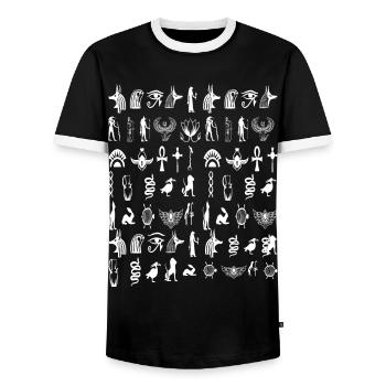 Hieroglyph - Men's Ringer Shirt - black/white - Front - AI Model Female 172 light (172cm) & AI Model Male 178 light (178cm)