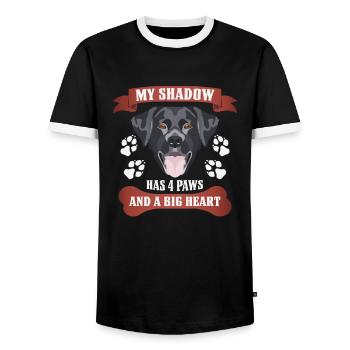 My shadow has 4 paws, Black Labrador, - Men's Ringer Shirt - black/white - Front - AI Model Female 172 light (172cm) & AI Model Male 178 light (178cm)
