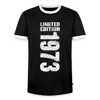1973 Limited Edition - Männer Kontrast-T-Shirt - Schwarz/Weiß - Vorne - AI Model Female 172 light (172cm) & AI Model Male 178 light (178cm)