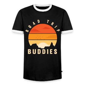 Roadtrip Friends Travelers Adventure Travel - Men's Ringer Shirt - black/white - Front - AI Model Female 172 light (172cm) & AI Model Male 178 light (178cm)