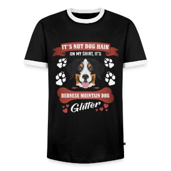 Chien de chien de chien bernois paillettes - T-shirt contrasté Homme - noir/blanc - Devant - AI Model Female 172 light (172cm) & AI Model Male 178 light (178cm)