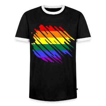 Drapeau arc-en-ciel LGBT - T-shirt contrasté Homme - noir/blanc - Devant - AI Model Female 172 light (172cm) & AI Model Male 178 light (178cm)