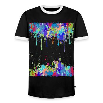 Crazy Multicolored Running Splashes 2 - Männer Kontrast-T-Shirt - Schwarz/Weiß - Vorne - AI Model Female 172 light (172cm) & AI Model Male 178 light (178cm)