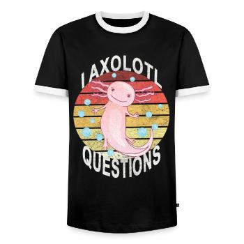 Axolotl. I Axolotl Questions. Drôle d’Axolotl - T-shirt contrasté Homme - noir/blanc - Devant - AI Model Female 172 light (172cm) & AI Model Male 178 light (178cm)
