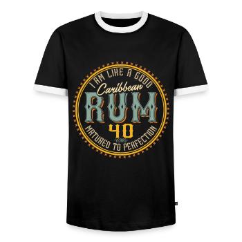 40th birthday 40 years I am like good rum - Men's Ringer Shirt - black/white - Front - AI Model Female 172 light (172cm) & AI Model Male 178 light (178cm)
