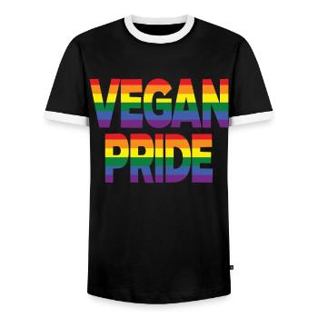 Vegan Pride Veganer LGBT Veganerin LGBTQ Pride - Men's Ringer Shirt - black/white - Front - AI Model Female 172 light (172cm) & AI Model Male 178 light (178cm)