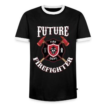 Future Firefighter Feuerwehrmann Feuerwehr Feuer - Männer Kontrast-T-Shirt - Schwarz/Weiß - Vorne - AI Model Female 172 light (172cm) & AI Model Male 178 light (178cm)