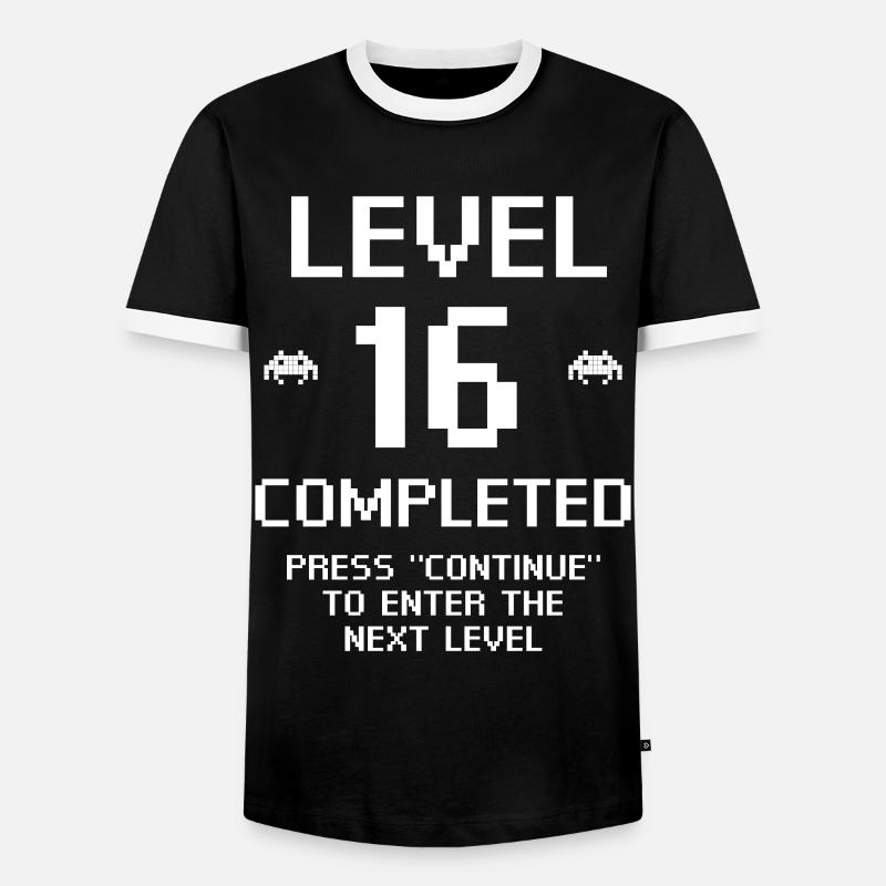 Level 16 Completed - Männer Kontrast-T-Shirt - Schwarz/Weiß