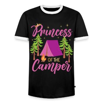 Camping Family Tent Cute Princess - Männer Kontrast-T-Shirt - Schwarz/Weiß - Vorne - AI Model Female 172 light (172cm) & AI Model Male 178 light (178cm)