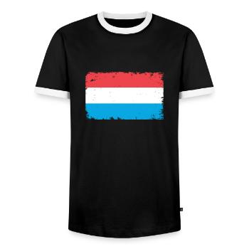 Luxembourg Herzschlag Flagge Vintage Luxembourg - T-shirt contrasté Homme - noir/blanc - Devant - AI Model Female 172 light (172cm) & AI Model Male 178 light (178cm)