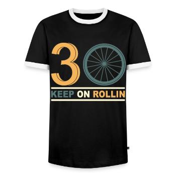 Cyclist gift 30 years bike birthday - Men's Ringer Shirt - black/white - Front - AI Model Female 172 light (172cm) & AI Model Male 178 light (178cm)