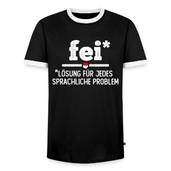 Franken Fei Fränkisch Lieblingswort Frankenland - Männer Kontrast-T-Shirt - Schwarz/Weiß - Vorne - AI Model Female 172 light (172cm) & AI Model Male 178 light (178cm)