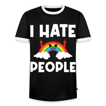 I Hat People Rainbow I Hate People Hate valentine - Männer Kontrast-T-Shirt - Schwarz/Weiß - Vorne - AI Model Female 172 light (172cm) & AI Model Male 178 light (178cm)