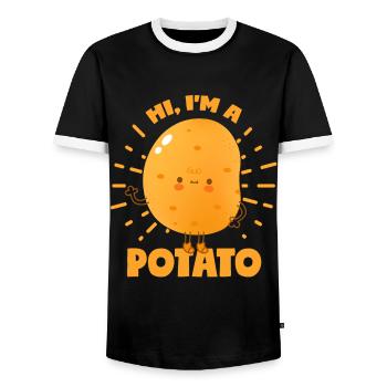 Pomme de terre - T-shirt contrasté Homme - noir/blanc - Devant - AI Model Female 172 light (172cm) & AI Model Male 178 light (178cm)