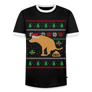 Weihnachtspullover lustig Hund Weihnachten - Männer Kontrast-T-Shirt - Schwarz/Weiß - Vorne - AI Model Female 172 light (172cm) & AI Model Male 178 light (178cm)