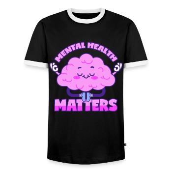 Mental Health Psyche Therapy Brain - Men's Ringer Shirt - black/white - Front - AI Model Female 172 light (172cm) & AI Model Male 178 light (178cm)