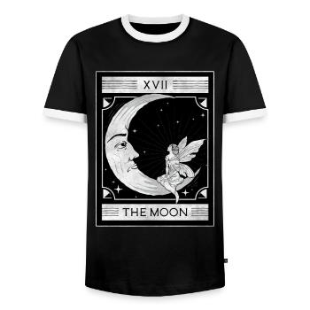 Fairycore Esthétique La Carte de Tarot De La Fée de la Lune - T-shirt contrasté Homme - noir/blanc - Devant - AI Model Female 172 light (172cm) & AI Model Male 178 light (178cm)