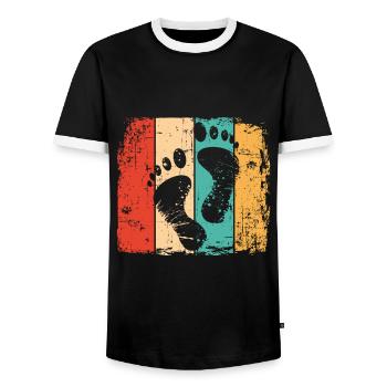 Empreinte pieds nus vintage - T-shirt contrasté Homme - noir/blanc - Devant - AI Model Female 172 light (172cm) & AI Model Male 178 light (178cm)