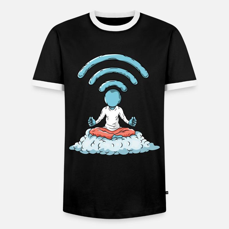 Nerd WiFi Computer - Men's Ringer Shirt - black/white