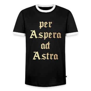 Per aspera ad astra - Men's Ringer Shirt - black/white - Front - AI Model Female 172 light (172cm) & AI Model Male 178 light (178cm)