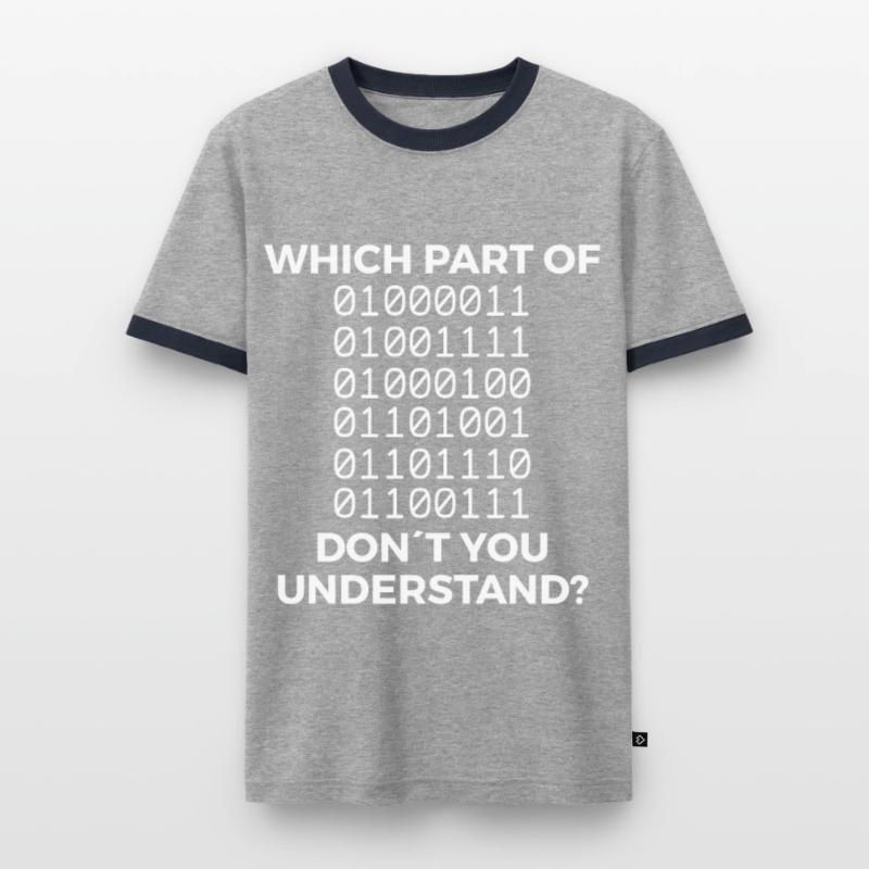Funny binary code saying Men's Ringer Shirt