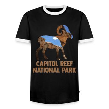USA America National Park - Men's Ringer Shirt - black/white - Front - AI Model Female 172 light (172cm) & AI Model Male 178 light (178cm)