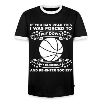 Basketball Basketballer - Men's Ringer Shirt - black/white - Front - AI Model Female 172 light (172cm) & AI Model Male 178 light (178cm)