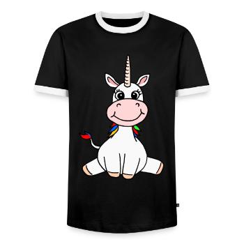 Licorne Assise Enfants Licorne Fille Cadeau - T-shirt contrasté Homme - noir/blanc - Devant - AI Model Female 172 light (172cm) & AI Model Male 178 light (178cm)