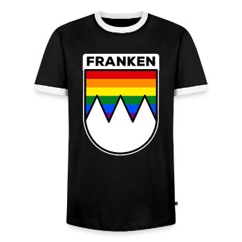 Franken Fränkisch Frankenland Pride Homosexuell - Männer Kontrast-T-Shirt - Schwarz/Weiß - Vorne - AI Model Female 172 light (172cm) & AI Model Male 178 light (178cm)