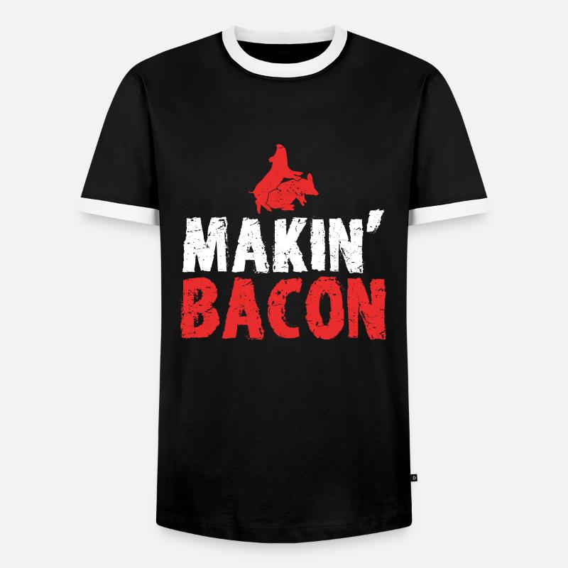Bacon Geschenk Essen Bacon - Männer Kontrast-T-Shirt - Schwarz/Weiß
