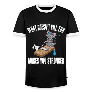 Lustige Maus Training Mausefalle Fitness Workout - Männer Kontrast-T-Shirt - Schwarz/Weiß - Vorne - AI Model Female 172 light (172cm) & AI Model Male 178 light (178cm)