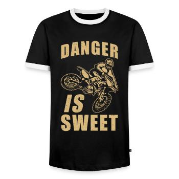 Motocross - Men's Ringer Shirt - black/white - Front - AI Model Female 172 light (172cm) & AI Model Male 178 light (178cm)