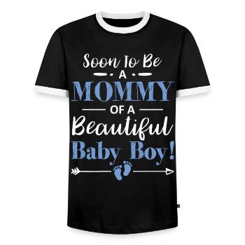 Soon To Be A Mommy Of a Baby Boy New Son Expecting - Männer Kontrast-T-Shirt - Schwarz/Weiß - Vorne - AI Model Female 172 light (172cm) & AI Model Male 178 light (178cm)