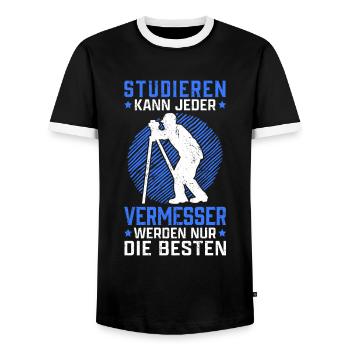 Vermessungstechniker studieren Vermesser - Männer Kontrast-T-Shirt - Schwarz/Weiß - Vorne - AI Model Female 172 light (172cm) & AI Model Male 178 light (178cm)