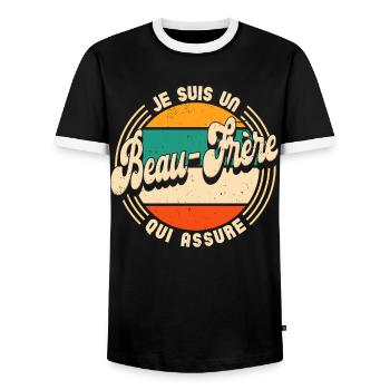 Beau-Frère Qui Assure Beau Frère - T-shirt contrasté Homme - noir/blanc - Devant - AI Model Female 172 light (172cm) & AI Model Male 178 light (178cm)