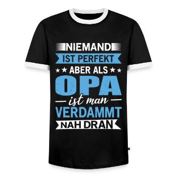 Niemand ist perfekt, aber als Opa ist man nah dran - Männer Kontrast-T-Shirt - Schwarz/Weiß - Vorne - AI Model Female 172 light (172cm) & AI Model Male 178 light (178cm)