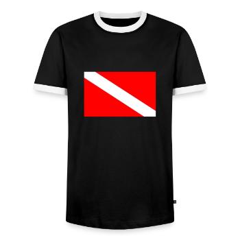 Diver's Flag Diving Flag Diver Gift - Men's Ringer Shirt - black/white - Front - AI Model Female 172 light (172cm) & AI Model Male 178 light (178cm)