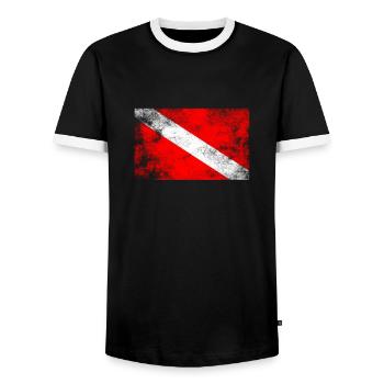 Diver Flag Underwater Diving Gift - Men's Ringer Shirt - black/white - Front - AI Model Female 172 light (172cm) & AI Model Male 178 light (178cm)