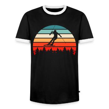 Ski Retro - Männer Kontrast-T-Shirt - Schwarz/Weiß - Vorne - AI Model Female 172 light (172cm) & AI Model Male 178 light (178cm)