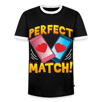 Perfect Match - Rencontres en ligne - Couple Matching - T-shirt contrasté Homme - noir/blanc - Devant - AI Model Female 172 light (172cm) & AI Model Male 178 light (178cm)