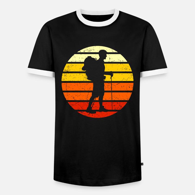 Wanderer Retro Silhouette - Männer Kontrast-T-Shirt - Schwarz/Weiß