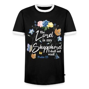 Christian Bible Verse Quote - Männer Kontrast-T-Shirt - Schwarz/Weiß - Vorne - AI Model Female 172 light (172cm) & AI Model Male 178 light (178cm)